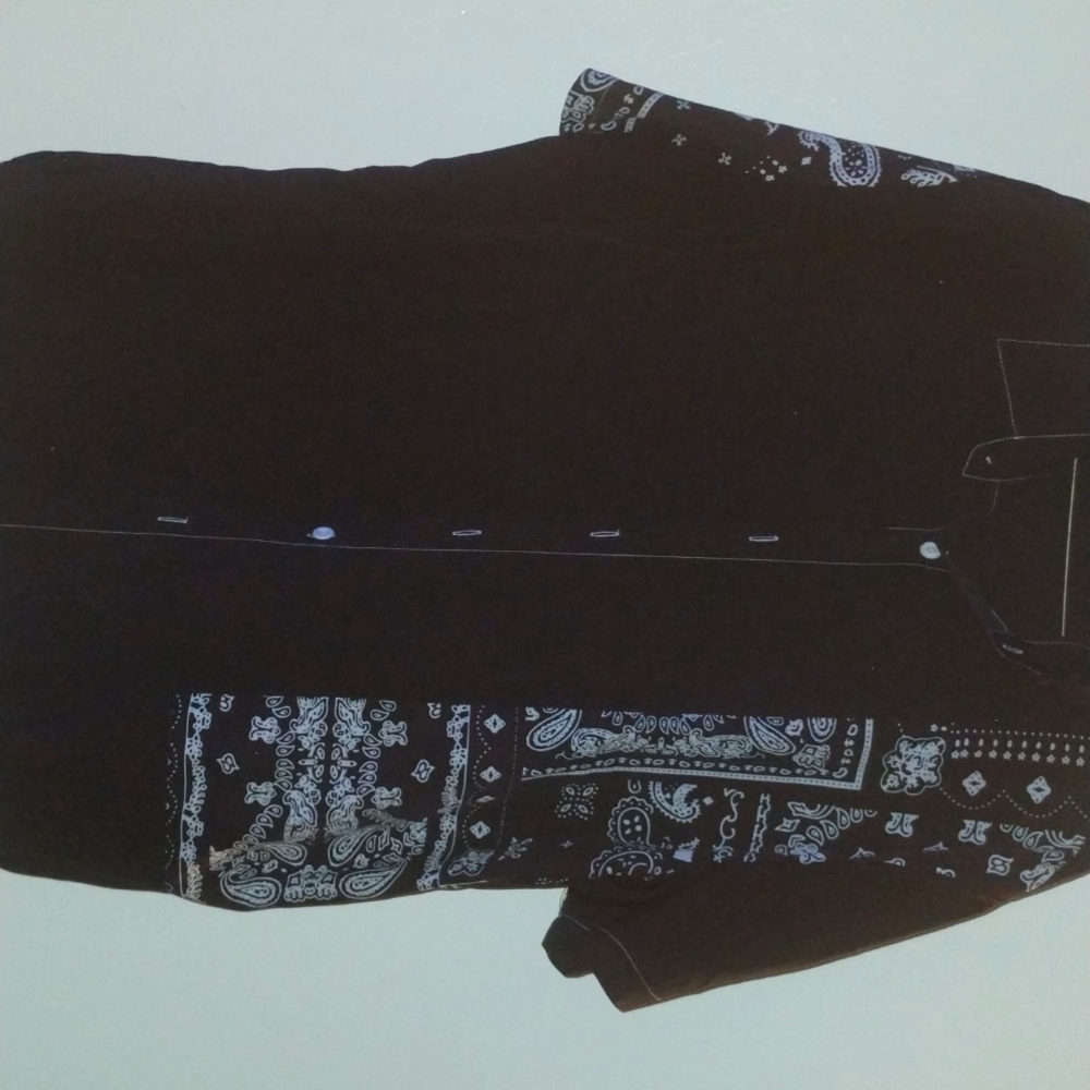 Large Black and white Paisley pattern button up shirt